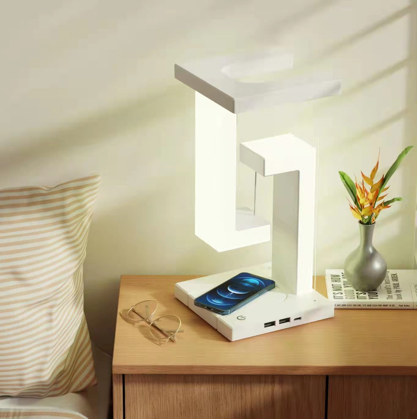 Floating LED Lamp with Wireless Charging